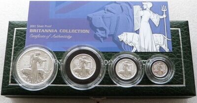2001 Britannia Silver Proof 4 Coin Set Box Coa