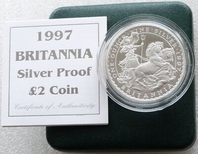 1997 Britannia £2 Silver Proof 1oz Coin Box Coa