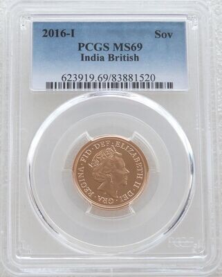 2016-I India Mint Mark Full Sovereign Gold Coin PCGS MS69