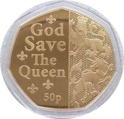 2022 Isle of Man Platinum Jubilee 50p Gold Proof 1oz Coin Box Coa