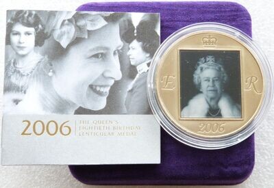2006 Queens 80th Birthday Lenticular Holographic Medal Box Coa