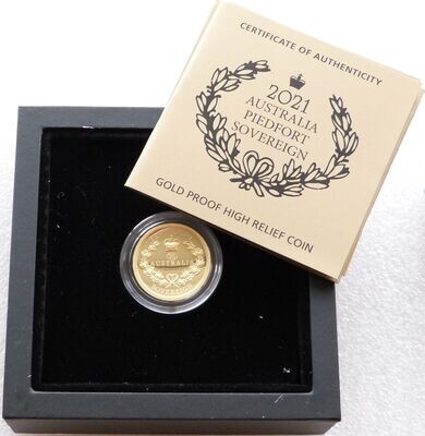 2021 Australia Perth Mint $50 Piedfort Sovereign Gold Proof Coin Box Coa