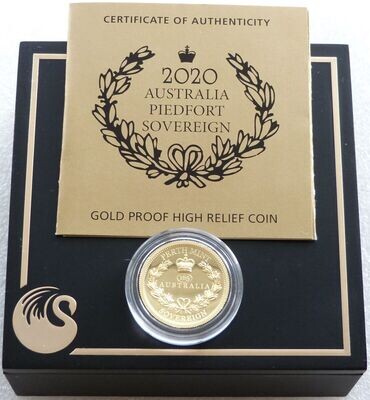 2020 Australia Perth Mint $50 Piedfort Sovereign Gold Proof Coin Box Coa