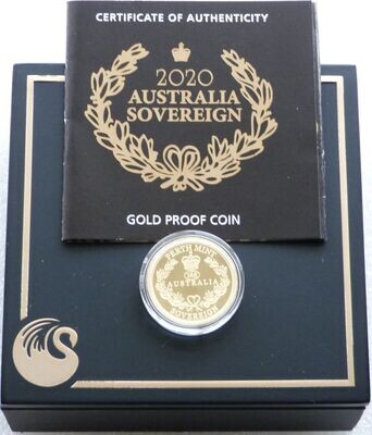 2020 Australia Perth Mint $25 Gold Proof Sovereign Coin Box Coa