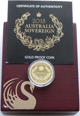 2018 Australia Perth Mint $25 Gold Proof Sovereign Coin Box Coa