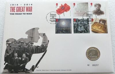 2014 First World War Outbreak Kitchener £2 Brilliant Uncirculated Coin First Day Cover
