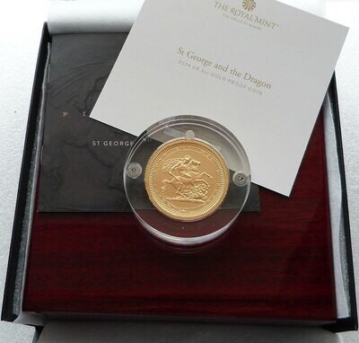 2024 Great Engravers Pistrucci St George and the Dragon £200 Gold Matte Proof 2oz Coin Box Coa