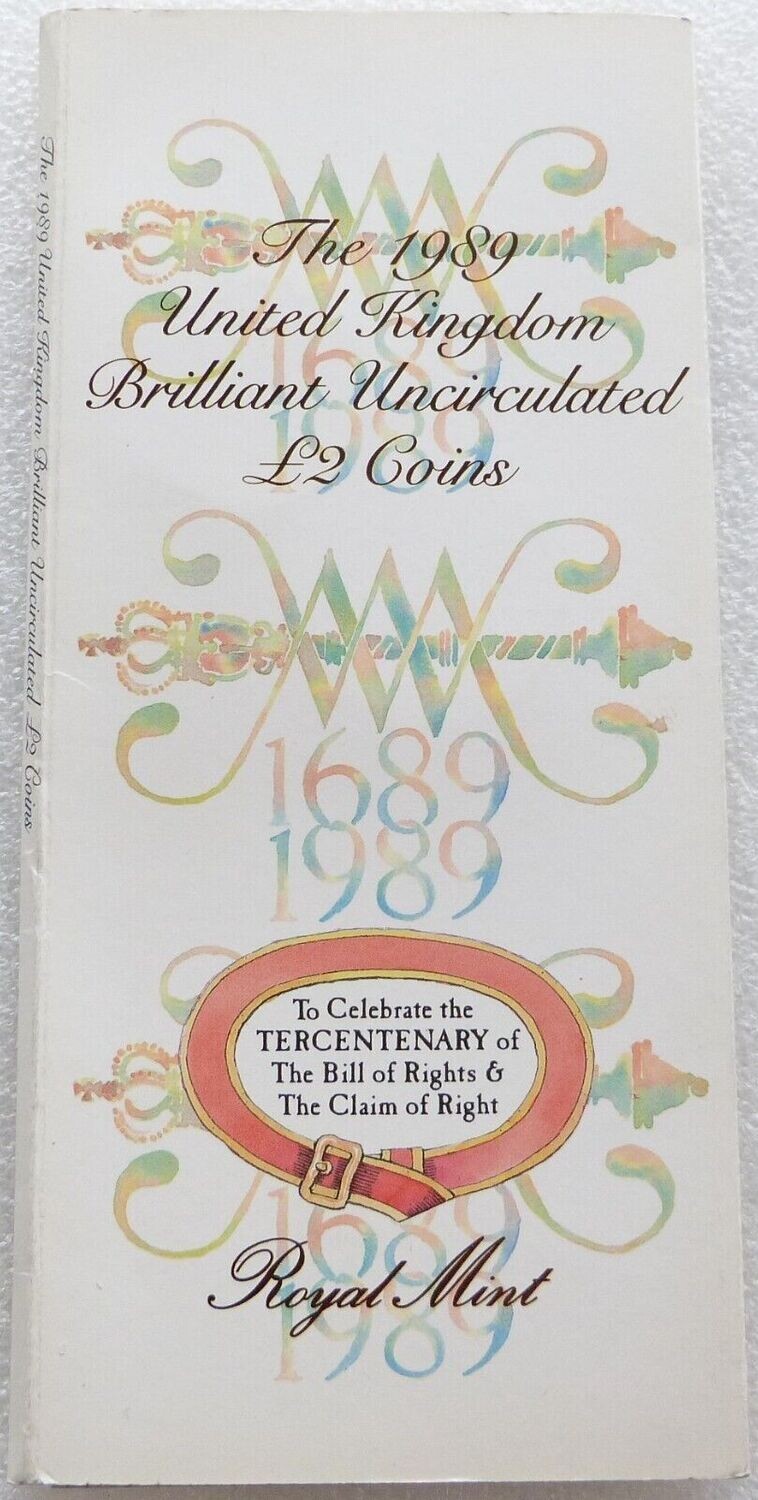 1989 Bill and Claim of Rights £2 Brilliant Uncirculated Coin Set