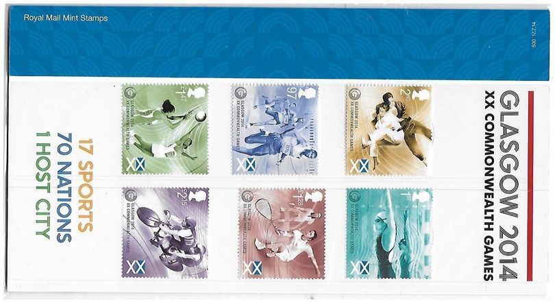 2014 Royal Mail Glasgow Commonwealth Games 6 Stamp Presentation Pack