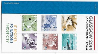 2014 Royal Mail Glasgow Commonwealth Games 6 Stamp Presentation Pack