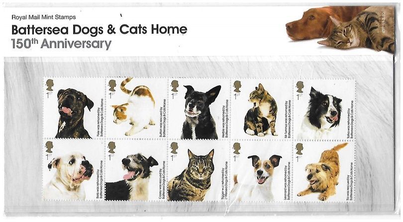 2010 Royal Mail The 150th Anniversary of Battersea Dogs and Cats Home 10 Stamp Presentation Pack