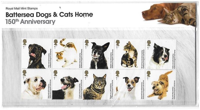 2010 Royal Mail The 150th Anniversary of Battersea Dogs and Cats Home 10 Stamp Presentation Pack