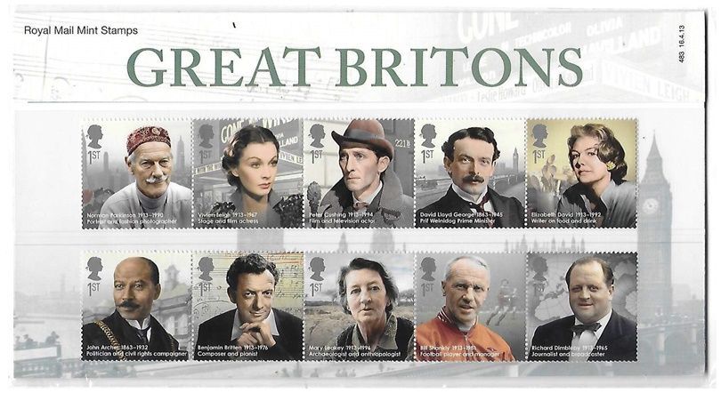 2013 Royal Mail Great Britons 10 Stamp Presentation Pack