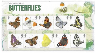 2013 Royal Mail Butterflies 10 Stamp Presentation Pack