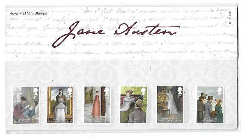 2013 Royal Mail Jane Austen 6 Stamp Presentation Pack