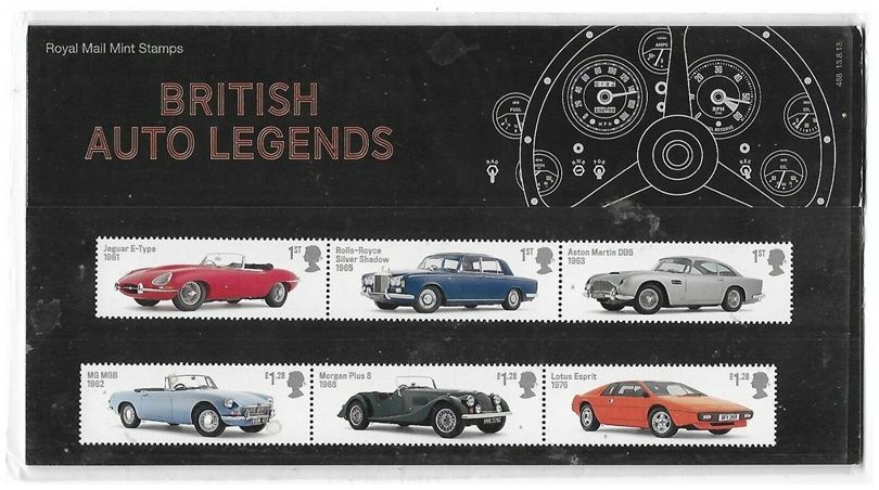 2013 Royal Mail British Auto Legends 10 Stamp Presentation Pack and Mini Sheet