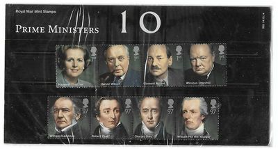 2014 Royal Mail Prime Ministers 8 Stamp Presentation Pack