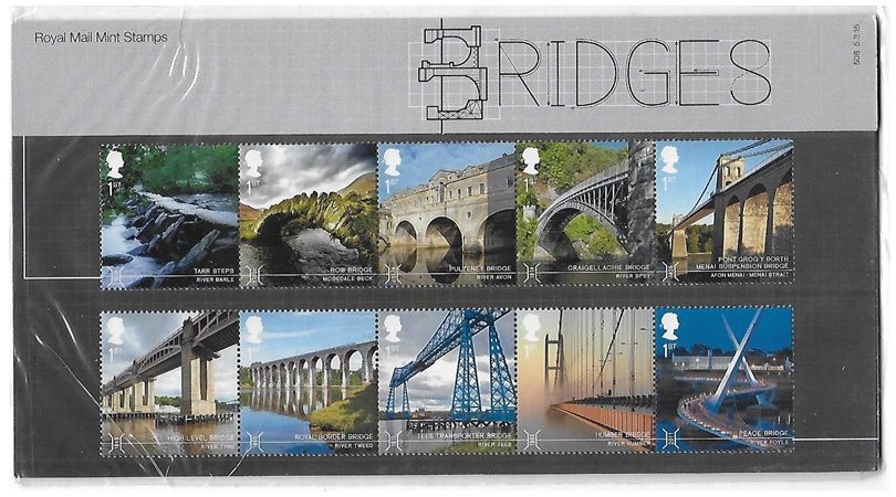 2015 Royal Mail Bridges 10 Stamp Presentation Pack