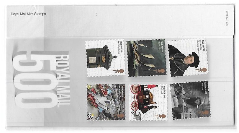 2016 Royal Mail 500 10 Stamp Presentation Pack and Mini Sheet