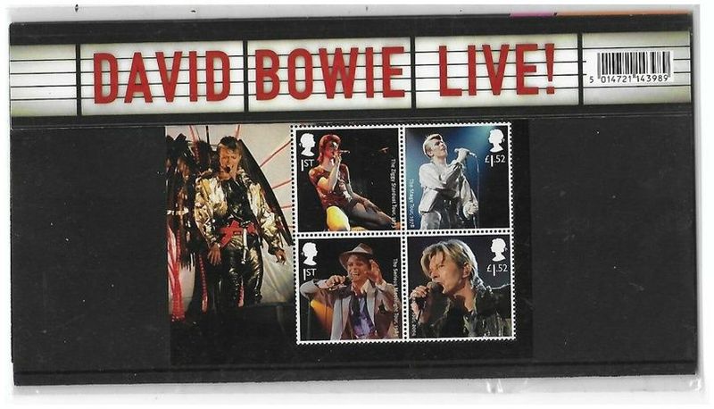 2017 Royal Mail David Bowie 10 Stamp Presentation Pack and Mini Sheet