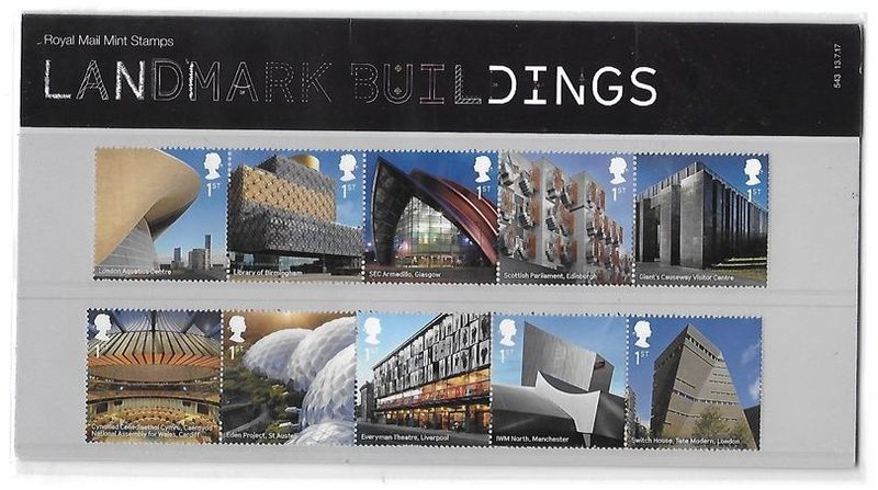 2017 Royal Mail Landmark Buildings 10 Stamp Presentation Pack