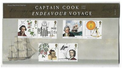 2018 Royal Mail Captain Cook 10 Stamp Presentation Pack and Mini Sheet