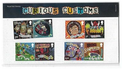 2019 Royal Mail Curious Customs 8 Stamp Presentation Pack