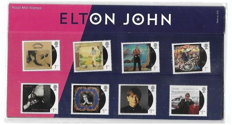 2019 Royal Mail Elton John 12 Stamp Presentation Pack and Mini Sheet