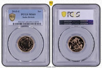 2015-I India Mint Mark Full Sovereign Gold Coin PCGS MS69