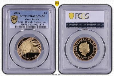 2006 Isambard Brunel His Achievements £2 Gold Proof Coin PCGS PR69 DCAM
