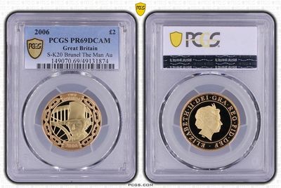 2006 Isambard Brunel The Man £2 Gold Proof Coin PCGS PR69 DCAM