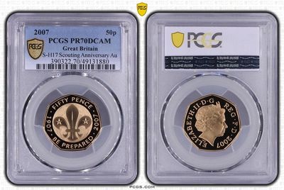 2007 Scout Movement Centenary 50p Gold Proof Coin PCGS PR70 DCAM