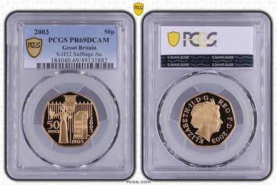 2003 Suffragettes 50p Gold Proof Coin PCGS PR69 DCAM