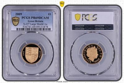 2009 Royal Shield of Arms £1 Gold Proof Coin PCGS PR69 DCAM