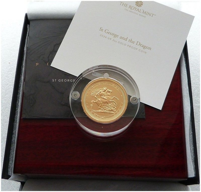 2024 Great Engravers Pistrucci St George and the Dragon £200 Gold Matte Proof 2oz Coin Box Coa 2024 Great Engravers Pistrucci St George and the Dragon £200 Gold Matte Proof 2oz Coin Box Coa