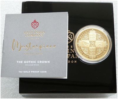 2022 Saint Helena Gothic Crown £5 Gold Proof 1oz Coin Box Coa