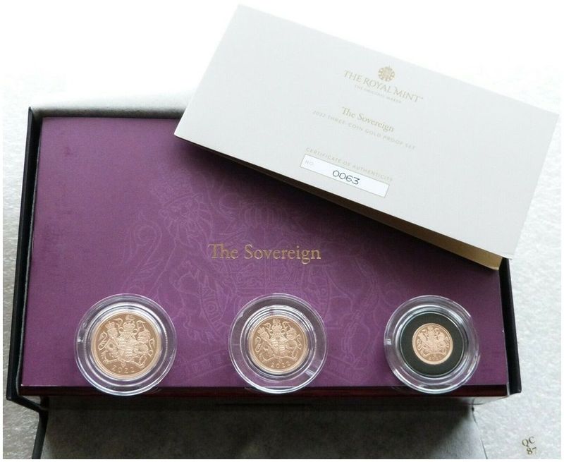 2022 Platinum Jubilee Sovereign Gold Proof 3 Coin Set Box Coa 2022 Platinum Jubilee Sovereign Gold Proof 3 Coin Set Box Coa