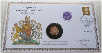 2022 Platinum Jubilee Full Sovereign Gold Proof Coin First Day Cover Hand Signed