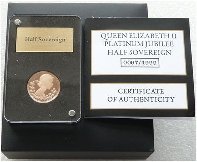 2022 Gibraltar Platinum Jubilee Half Sovereign Gold Proof Coin Box Coa