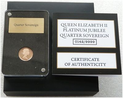 2022 Gibraltar Platinum Jubilee Quarter Sovereign Gold Proof Coin Box Coa