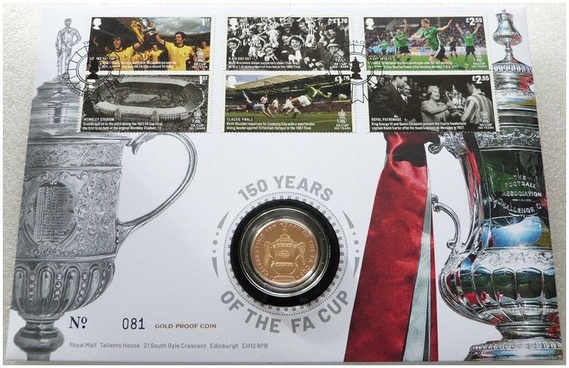 2022 FA Cup £2 Gold Proof Coin First Day Cover