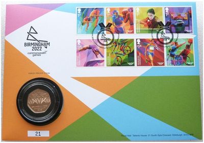 2022 Commonwealth Games 50p Gold Proof Coin First Day Cover