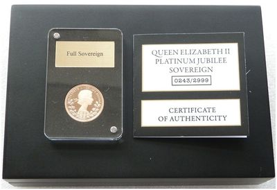 2022 Gibraltar Platinum Jubilee Full Sovereign Gold Proof Coin Box Coa