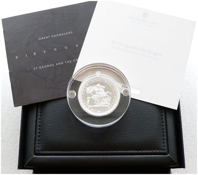 2024 Great Engravers Pistrucci St George and the Dragon £5 Silver Proof 2oz Coin Box Coa