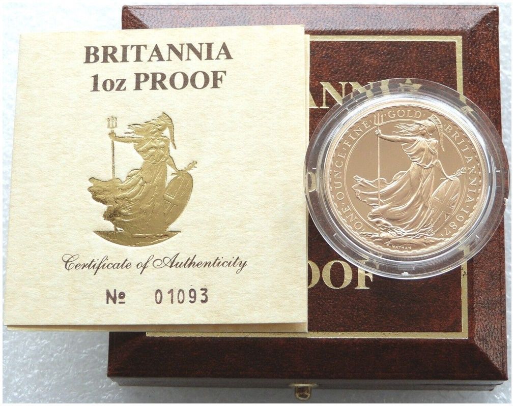 1987 Britannia £100 Gold Proof 1oz Coin Box Coa - First Year Issue