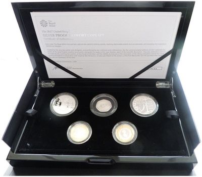 2017 United Kingdom Piedfort Silver Proof 5 Coin Set Box Coa