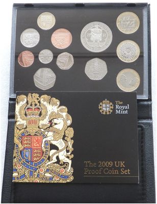 2009 Royal Mint Deluxe Proof 12 Coin Set Black Leather Case Coa