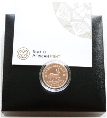 2020 South Africa Quarter Krugerrand Gold Proof 1/4oz Coin Box Coa