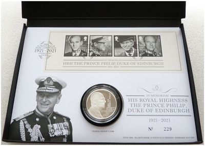 2021 Prince Philip Memorial £5 Silver Proof Coin First Day Cover