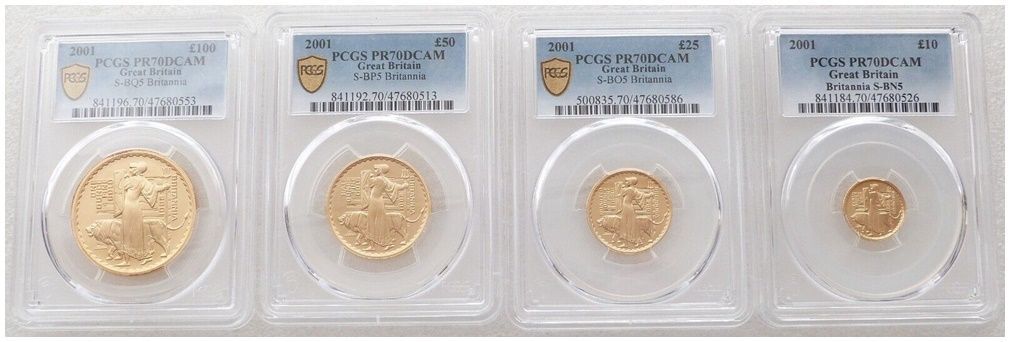 2001 Britannia Gold Proof 4 Coin Set PCGS PR70 DCAM